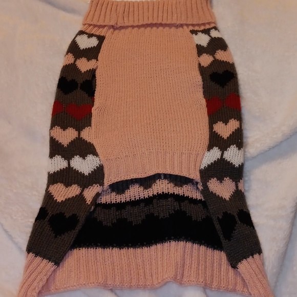Pet heart sweater in Pink & Gray in Large - Picture 5 of 5